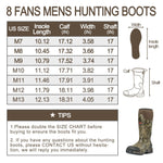 8 Fans Mens Rubber Hunting Boots with 1000G Thinsulate Insulation