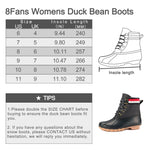 8 Fans Womens Duck Bean Boots, Waterproof Ankle Rain Boots Insulated Warm Rain Winter Snow Boots for Women